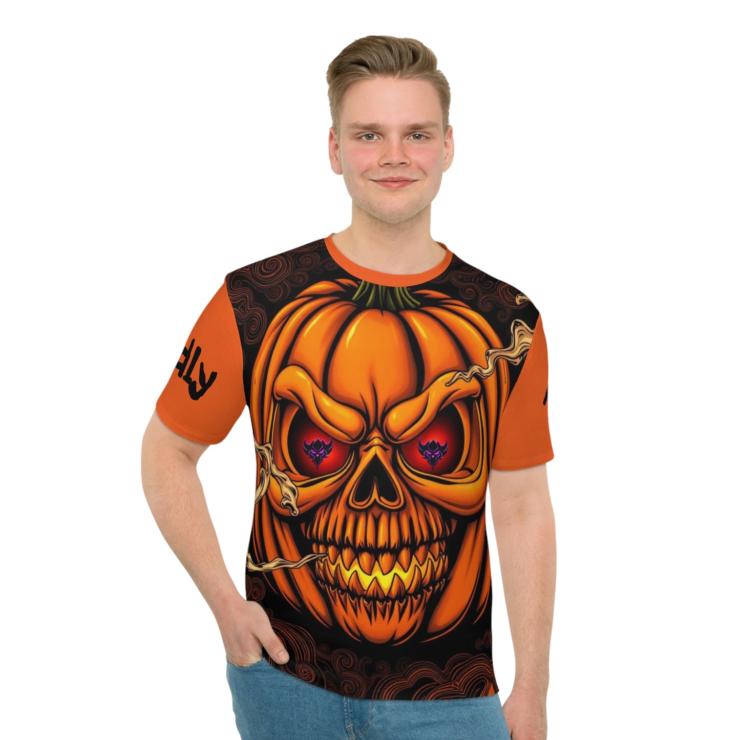 Spooky Halloween Graphic Tee, Men's Loose T-shirt, Skull Pumpkin Shirt, Casual Halloween Apparel, Festival Shirt, Unique Gift Idea