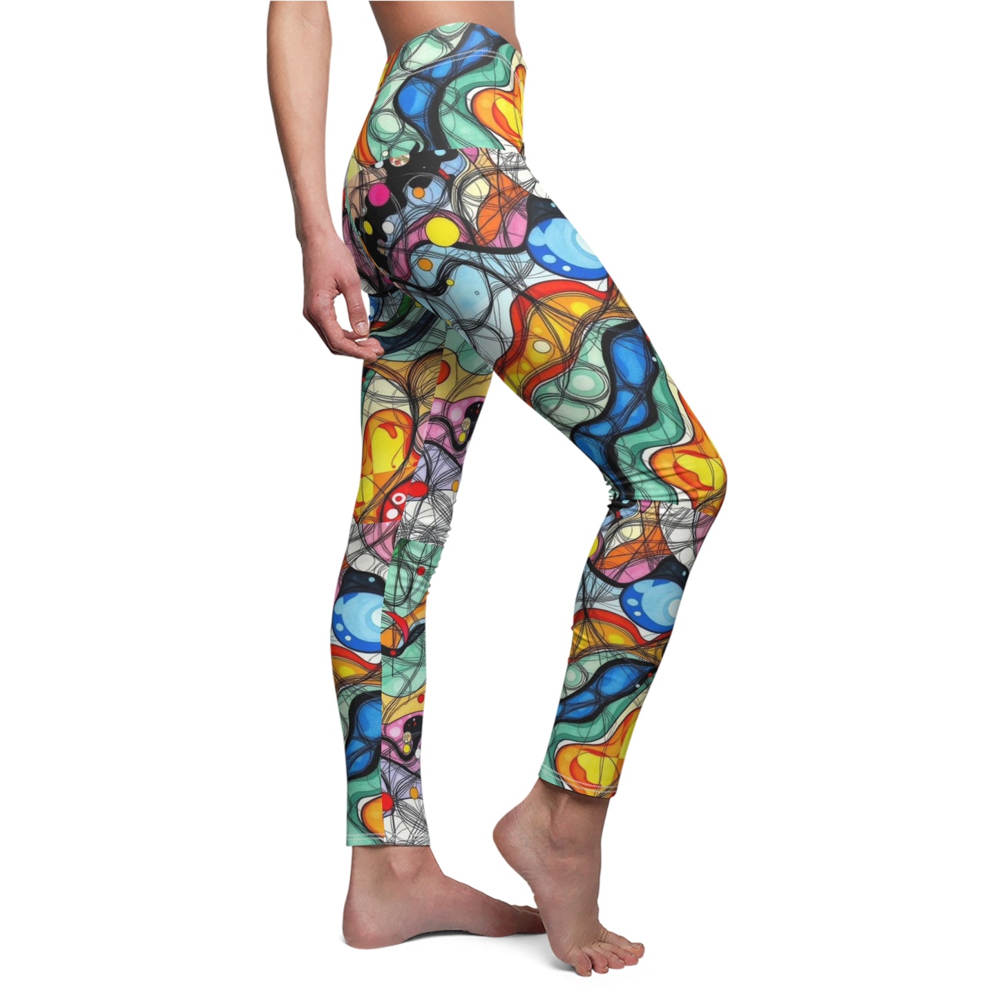 Abstract Colorwave Leggings — Women's Vibrant All-Over Print Yoga/Workout Leggings