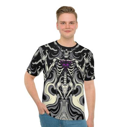 Gothic Skeleton Graphic Tee, Spooky T-Shirt for Halloween, Edgy Casual Wear, Perfect for Festivals, Unique Gift for Men