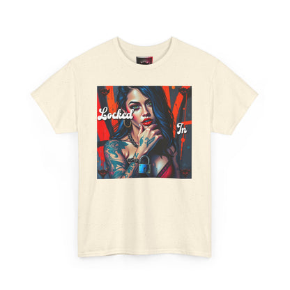 "Locked In" Latina Unisex Heavy Cotton Tee - Bold Tattoo Art for Everyday Wear