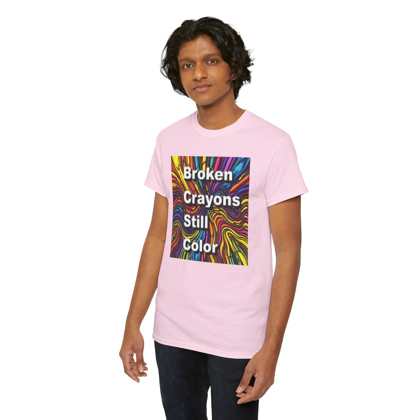 Inspirational Unisex Heavy Cotton Tee - 'Broken Crayons Still Color'