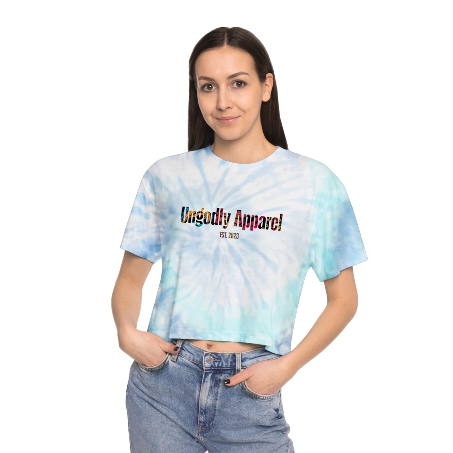 Tie-Dye Crop Tee — "Ungodly Apparel" Graphic Women's Top