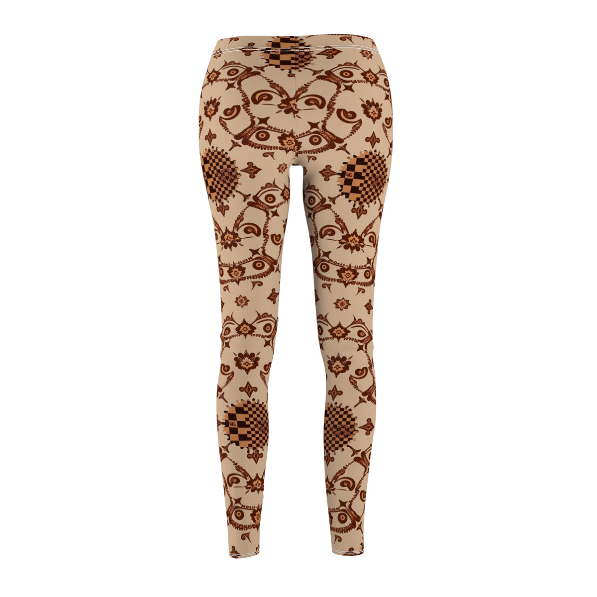 UG Apparel Brown Vintage Folk Floral Pattern Leggings