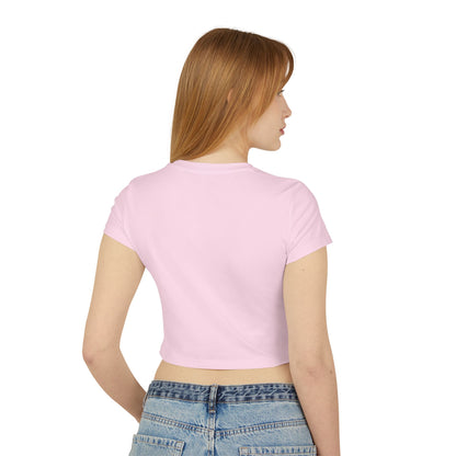 Abstract OK Symbol 666 Portrait Women's Baby Tee - Modern Line Art Face Graphic Crop Top