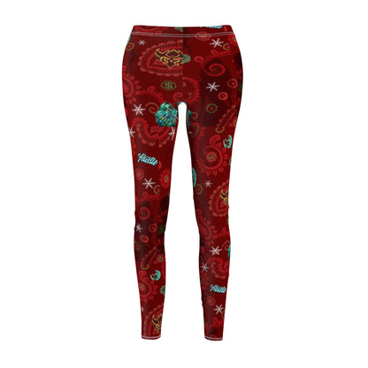 Holiday Paisley Leggings — Festive Red Christmas Patterned Women's Leggings