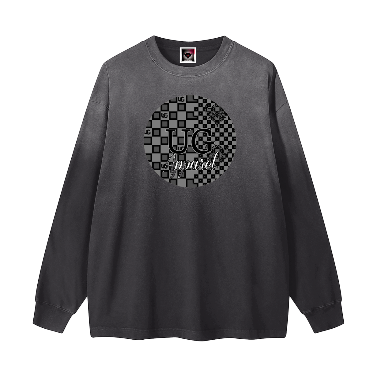 "Black/Gray Checkerboard UG Apparel" Gradient Washed Long Sleeve T-Shirt