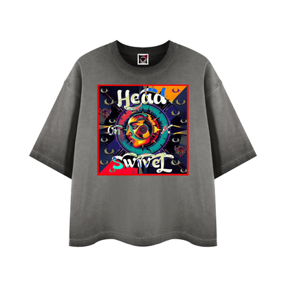 "Head on a Swivel" Unisex Reverse Dyed Boxy T-Shirt