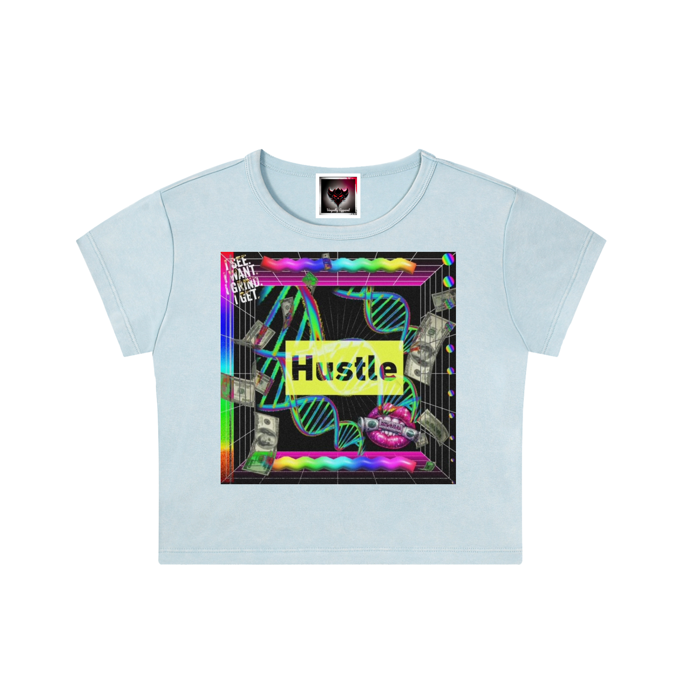 "Hustle in My DNA" Snow Washed Crop Top