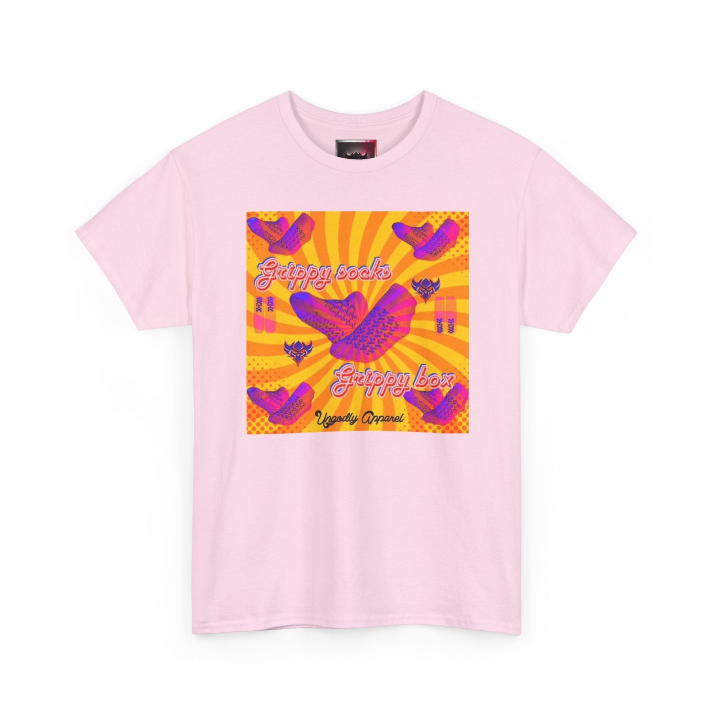 Graphic Tee — "Grippy Socks Grippy Box" Retro Heart Pop Art T-Shirt