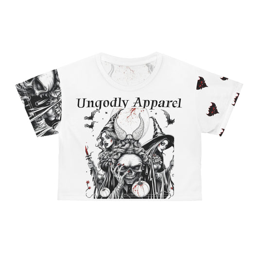 Gothic Crop Tee - Ungodly Apparel, Halloween Fashion, Alternative Clothing, Witchy Style, Edgy Crop Top