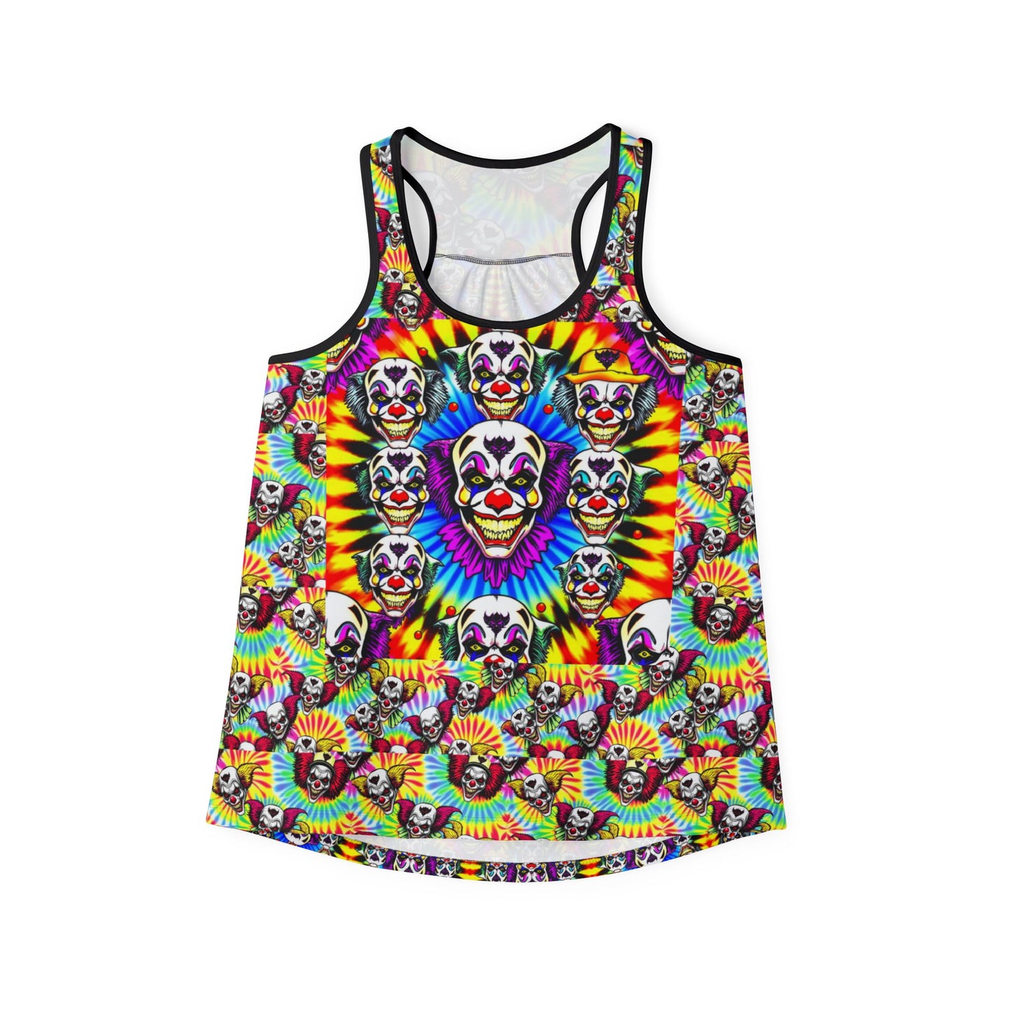 "Psycho Killer Clown" Colorful Women’s Tank Top with Skull Design, Vibrant Summer Top, Festival Wear, Casual Tee, Boho Chic Apparel