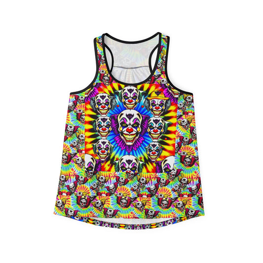 "Psycho Killer Clown" Colorful Women’s Tank Top with Skull Design, Vibrant Summer Top, Festival Wear, Casual Tee, Boho Chic Apparel