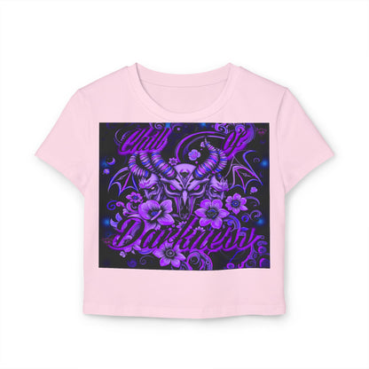"Chill in Darkness" Women's Baby Tee - Edgy Floral Graphic Tee
