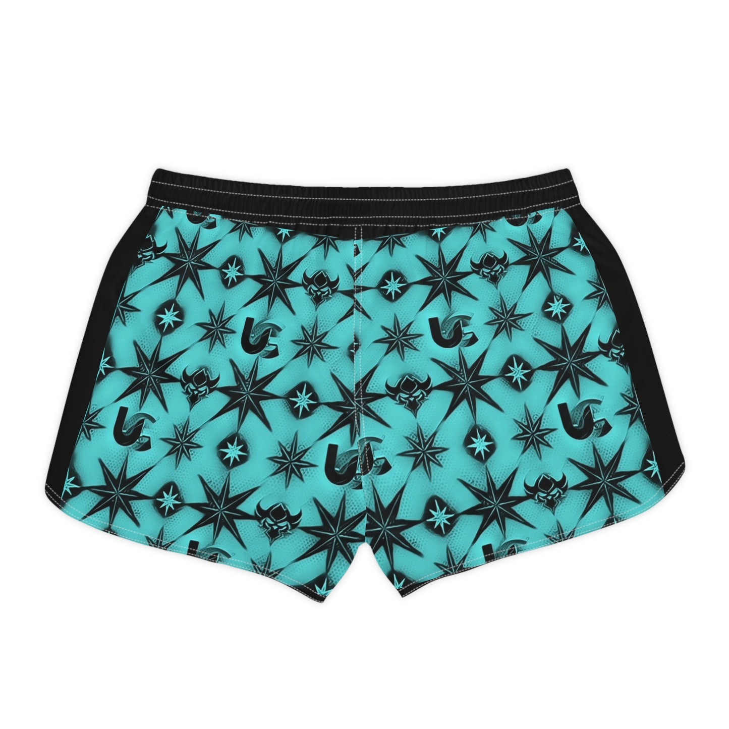 Turquoise Ungodly Apparel Logo Starburst Pattern Women's Casual Shorts — AOP Athletic Beachwear