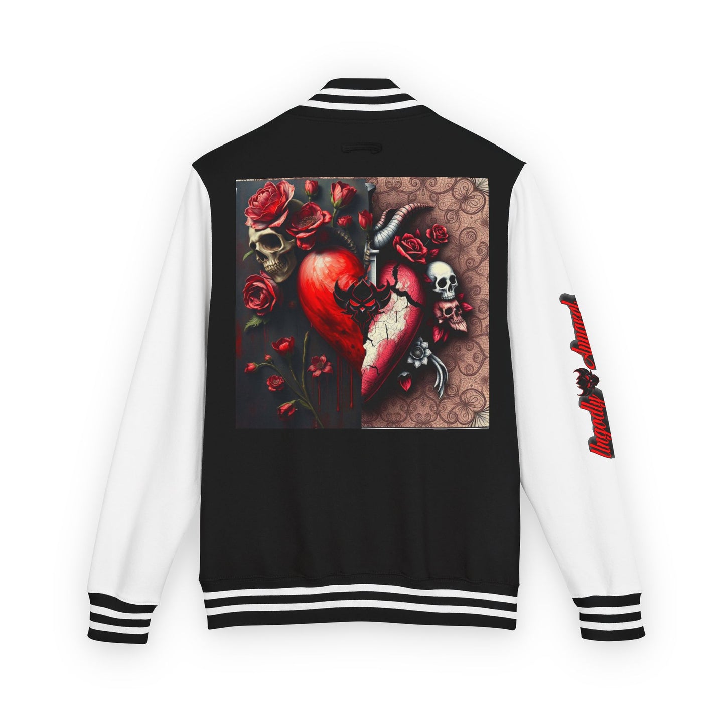 Ungodly Letterman Jacket — Gothic Broken Heart Rose Varsity Jacket