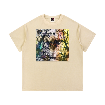 Ungodly Slogan Mineral Wash Waffle Knit T-Shirt