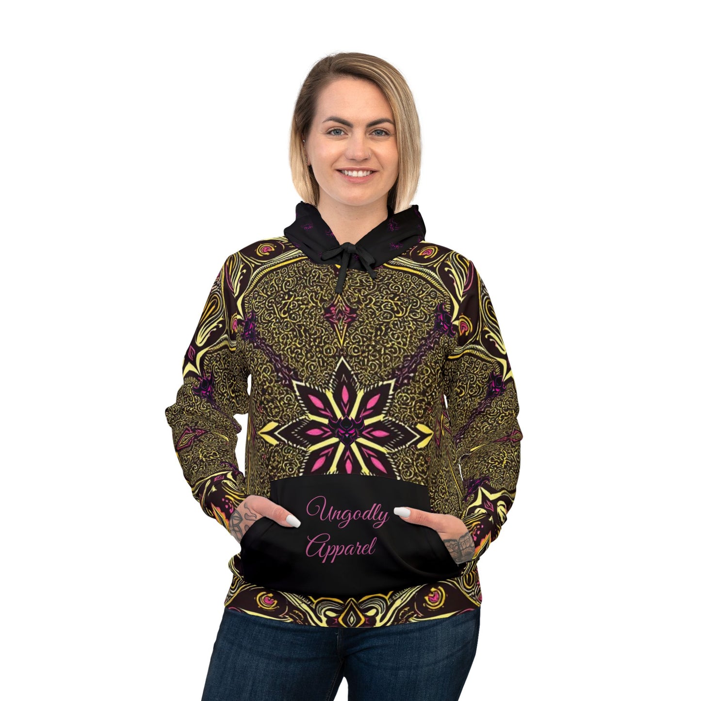 "Ungodly Paisley Bandana Hoodie" Bold Patterned Athletic Hoodie for Active Style, Fitness Wear, Trendy Sportswear, Unique Gift, Everyday Comfort