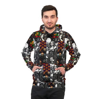 Gothic Vintage Athletic Hoodie, Spooky Fashion, Halloween Wear, Gothic Style, Unique Design, Cozy Hooded Sweatshirt