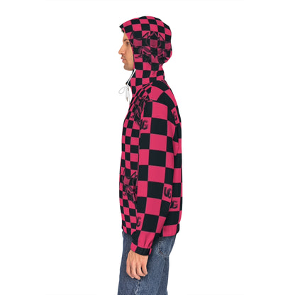 Red & Black Ungodly Checkerboard Full-Zip Hoodie — Retro Skate Streetwear