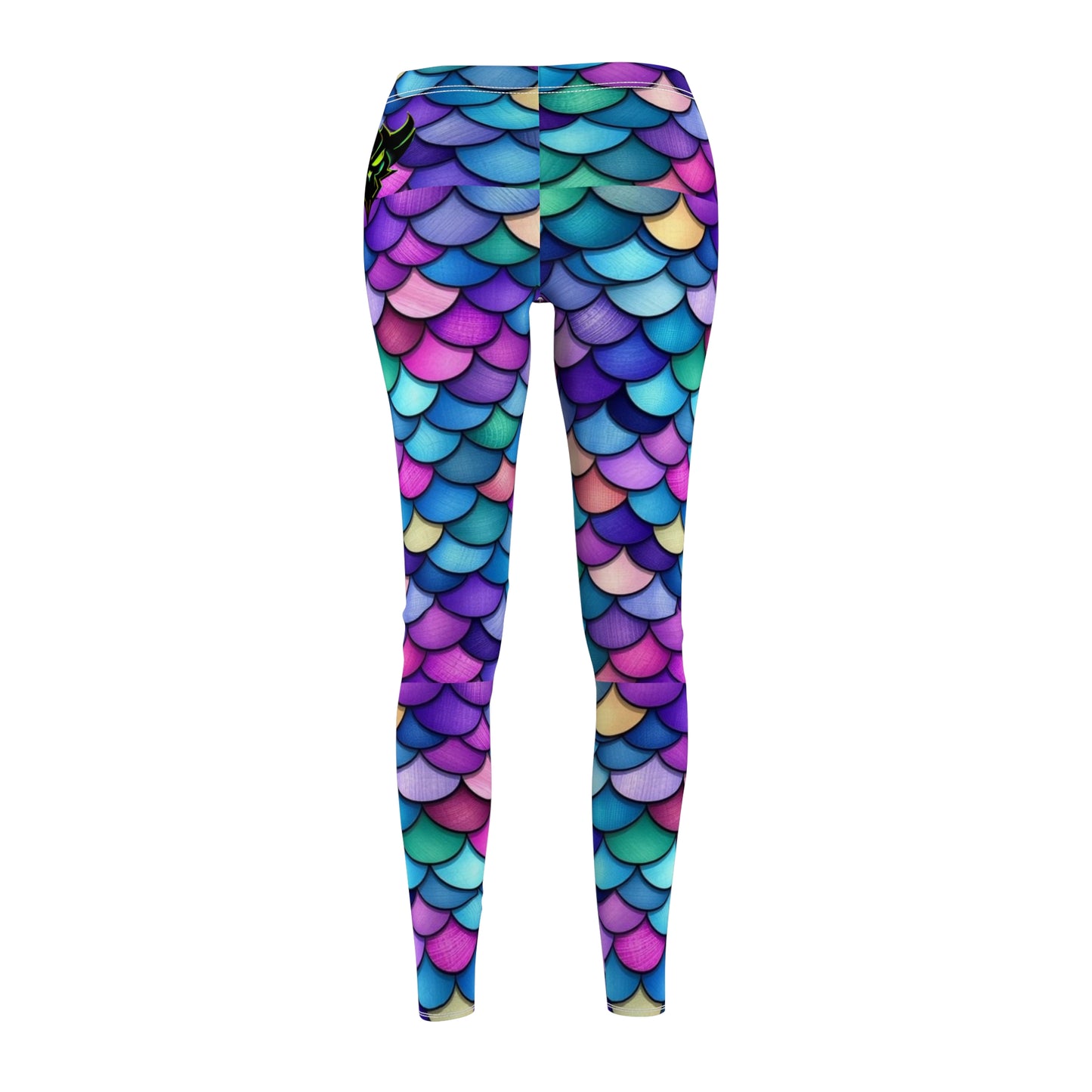 Mermaid Scale Print Leggings — Colorful Aqua Purple All-Over Print