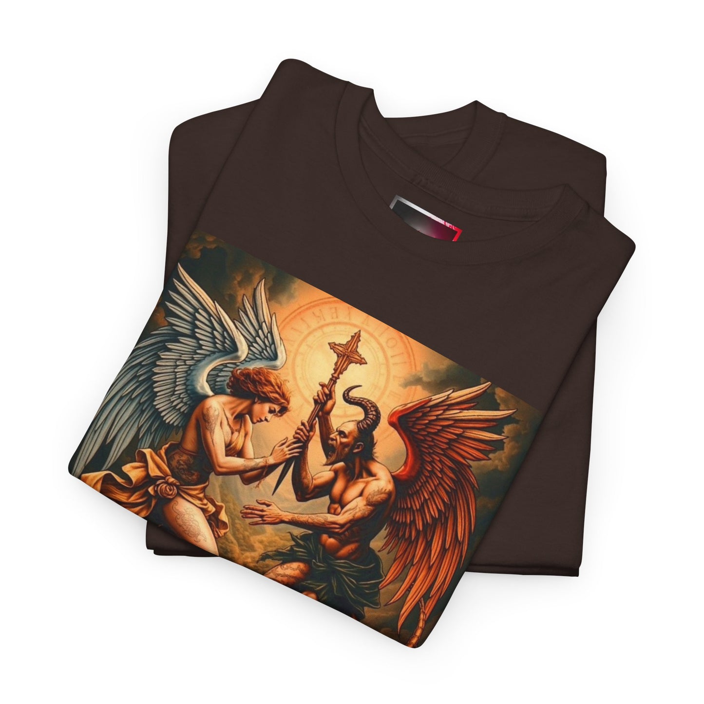 Angels & Demons Graphic Tee — 'Heavenly Musical' Vintage Gothic Art Shirt