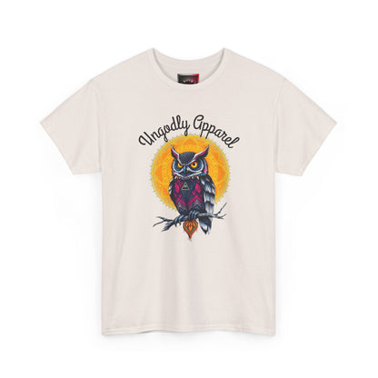 Owl Moon Graphic Tee — Vintage Illustration "Ungodly Apparel"