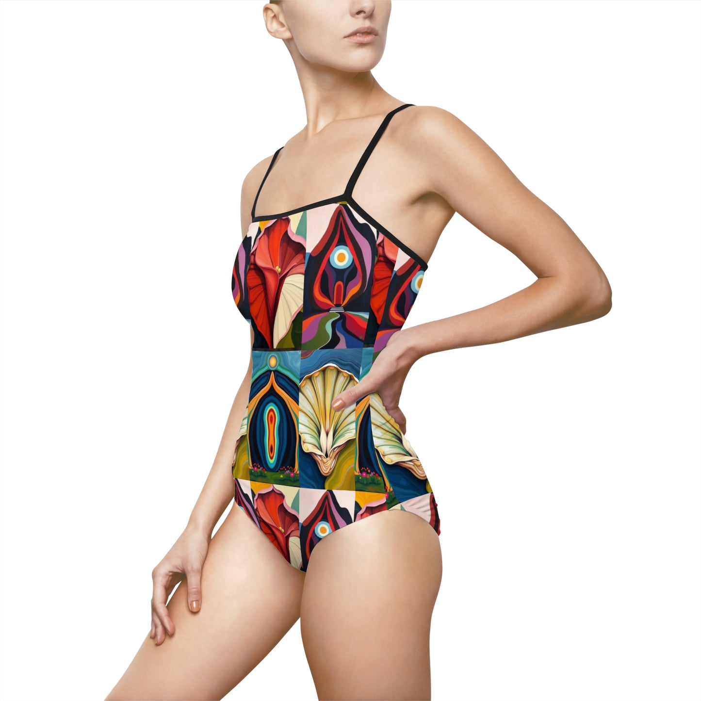 "Ungodly Flowers" Vibrant Women’s One-Piece Swimsuit, Artistic Swimwear, Summer Pool Party, Beach Vacation, Holiday Essentials, Colorful Swimwear