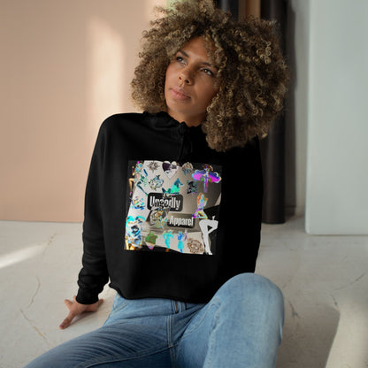Holographic Floral Crop Hoodie — 'Ungodly Apparel' Graphic