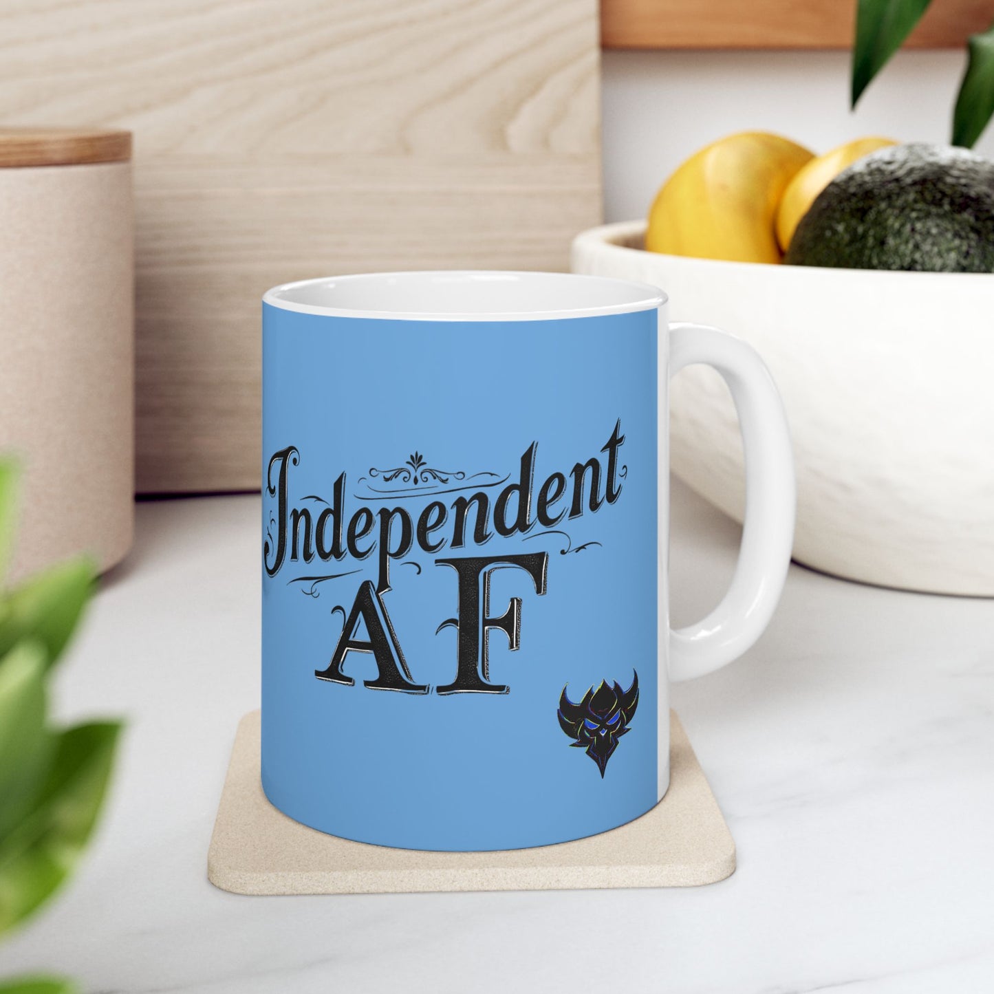 Ceramic Mug - "Independent AF" Blue Coffee Cup (11oz, 15oz)