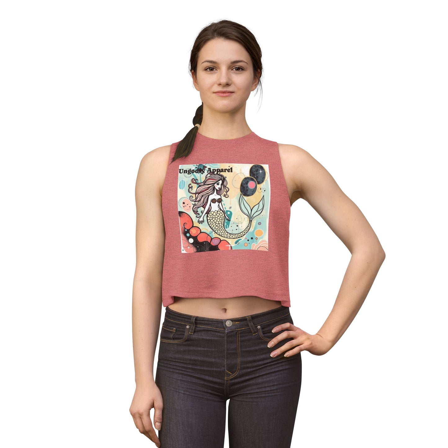 Mermaid Graphic Crop Top — Cute Whimsical Sea Girl Tank for Summer