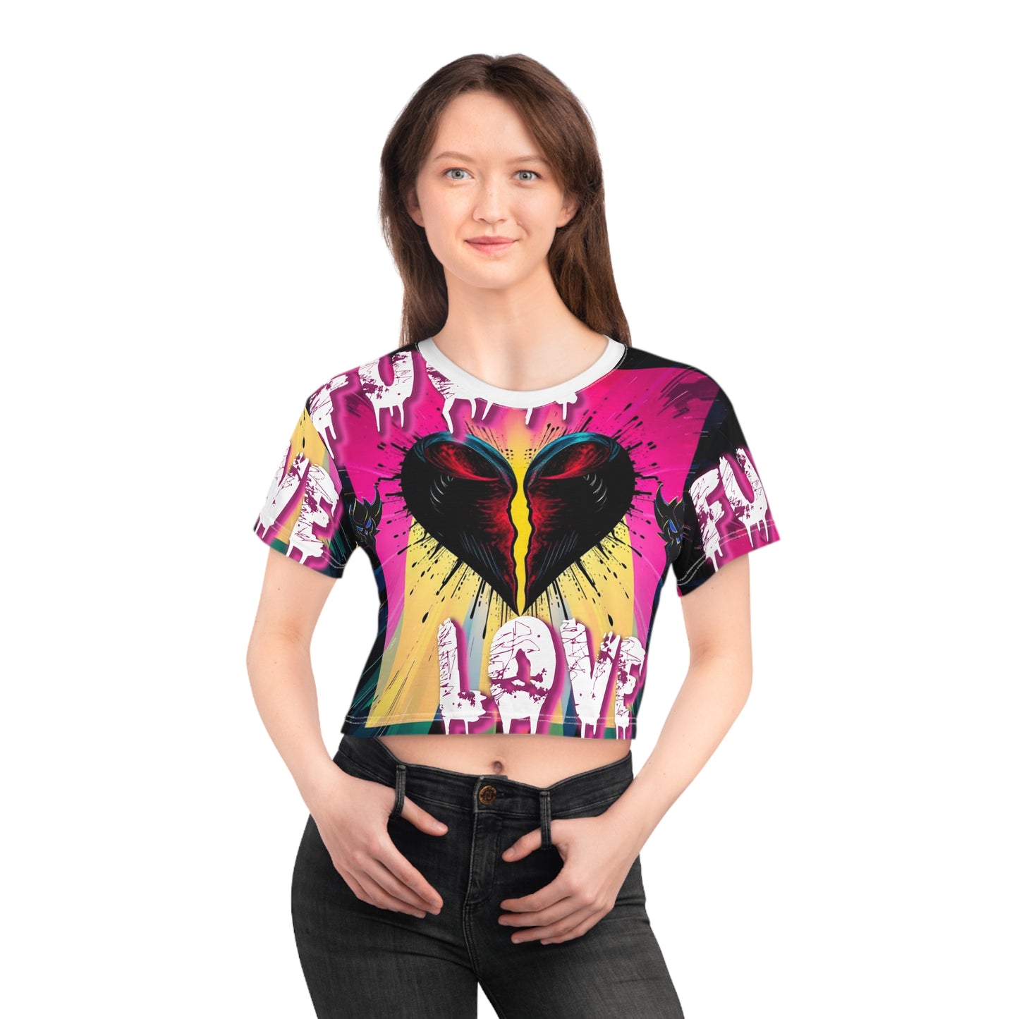 "F*ck Love" Bold Love Crop Tee - Vibrant Graphic Design, Perfect for Casual Wear or Gift