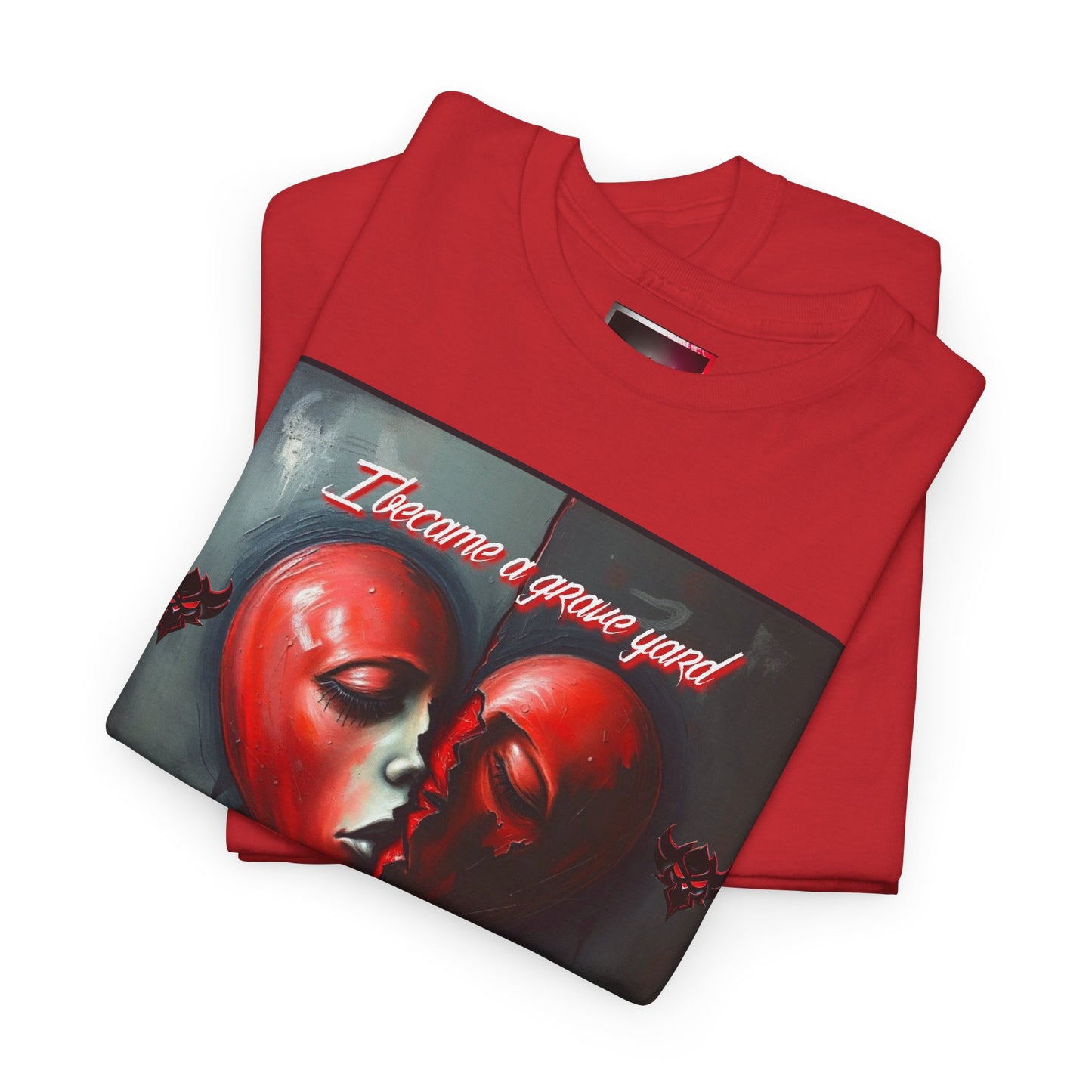 Heartbreak Unisex Heavy Cotton Tee - "I Became a Graveyard to Every Promise You Murdered" Graphic T-Shirt