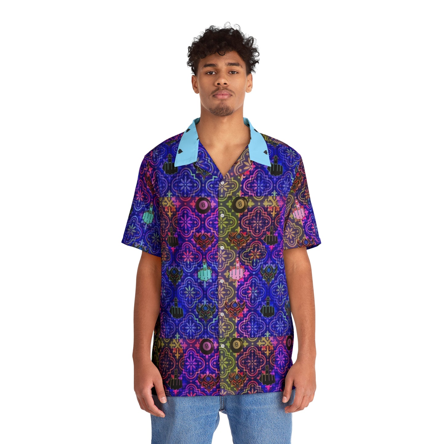 Ungodly Apparel Middle Fingers and 8 ball Hawaiian Shirt