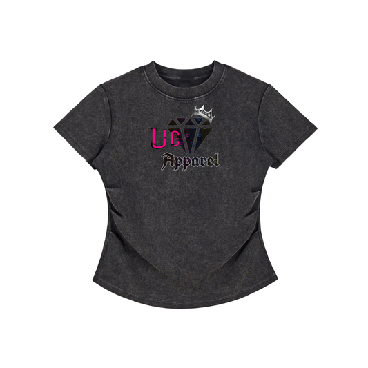 "UG Diamonds" Vintage Washed Bodycon Cotton T-Shirt