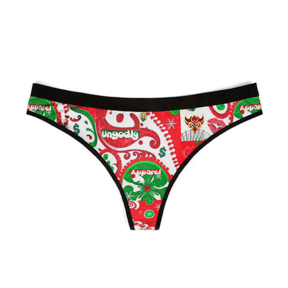 Christmas Pattern Women's Thong — Festive Red & Green Holiday Print