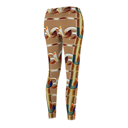 Ungodly Gold Chain-Link Pattern Leggings — Retro Brown Graphic Women's Leggings