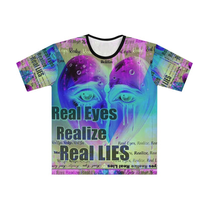 Vibrant Men's Loose T-Shirt - 'Real Eyes Realize Real LIES' Graphic Tee