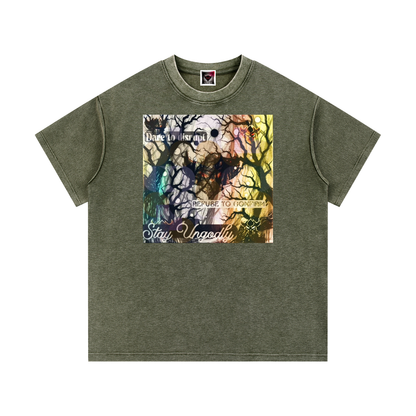 Ungodly Slogan Mineral Wash Waffle Knit T-Shirt