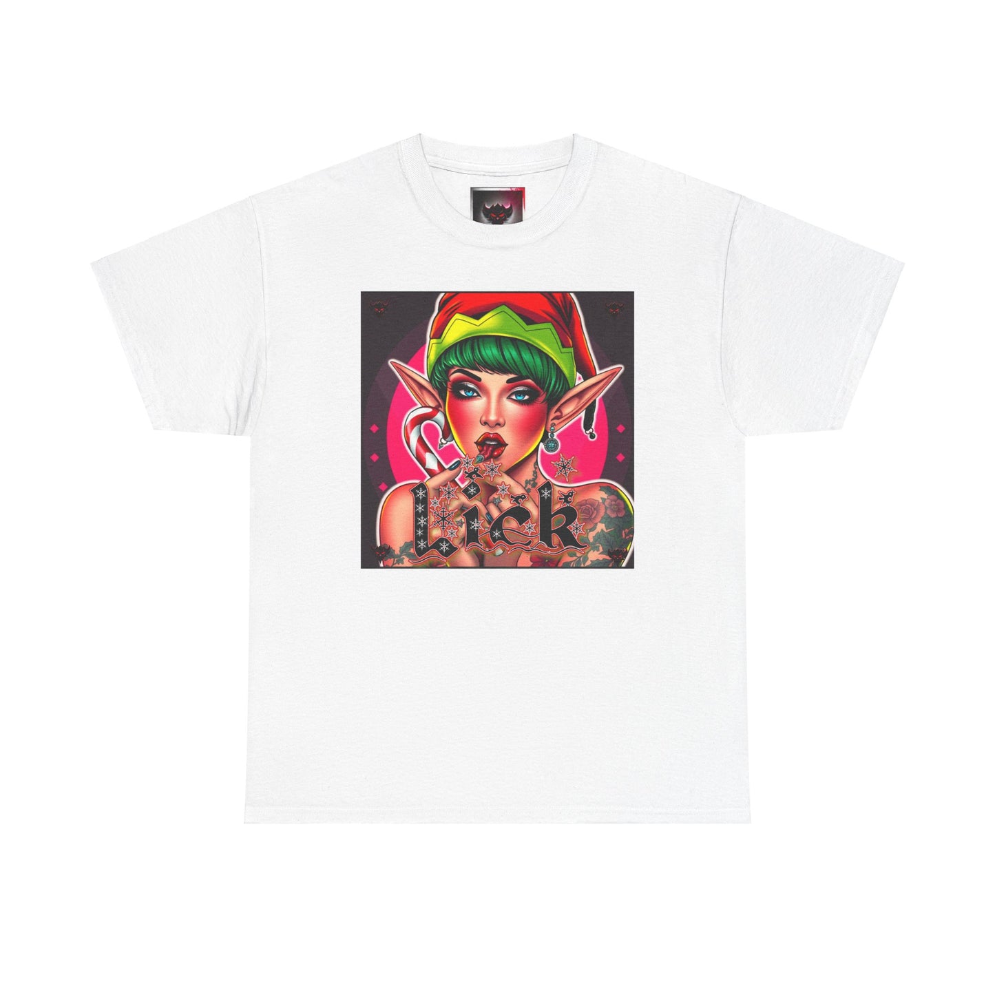 "Lick" Enchanting Elf Graphic T-Shirt - Unisex Heavy Cotton Shirt for Festive Vibes