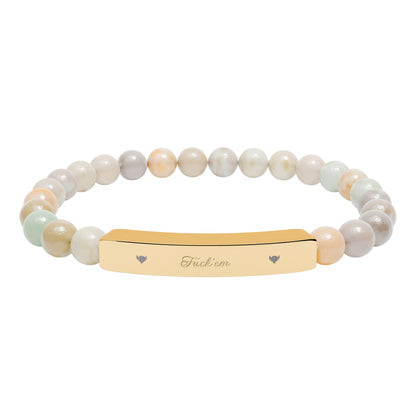 Engravable Natural Stone Stretch Bar Bracelet — Personalized Beaded Bracelet