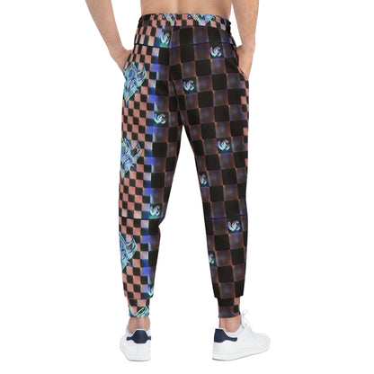 UG Checkered Pattern Rose Athletic Joggers — Floral Geometric AOP Sweatpants