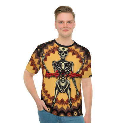 "Ungodly Skeleton" Men's Loose Graphic Tee, Halloween Shirt, Skeleton Design, Casual Wear, Music Festival Top, Unique Gift Idea