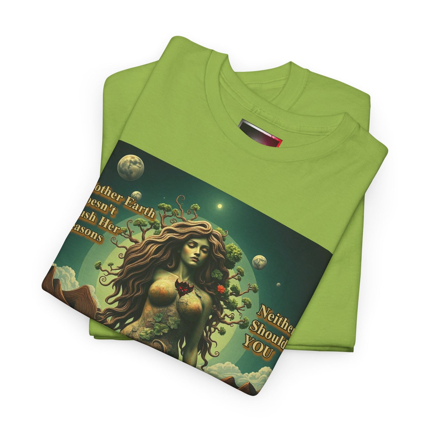 "Mother Earth Doesn't Rush her Reasons, Neither Should You"  Unisex Heavy Cotton Tee - Eco-Inspired Graphic T-Shirt