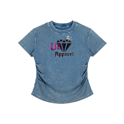 "UG Diamonds" Vintage Washed Bodycon Cotton T-Shirt