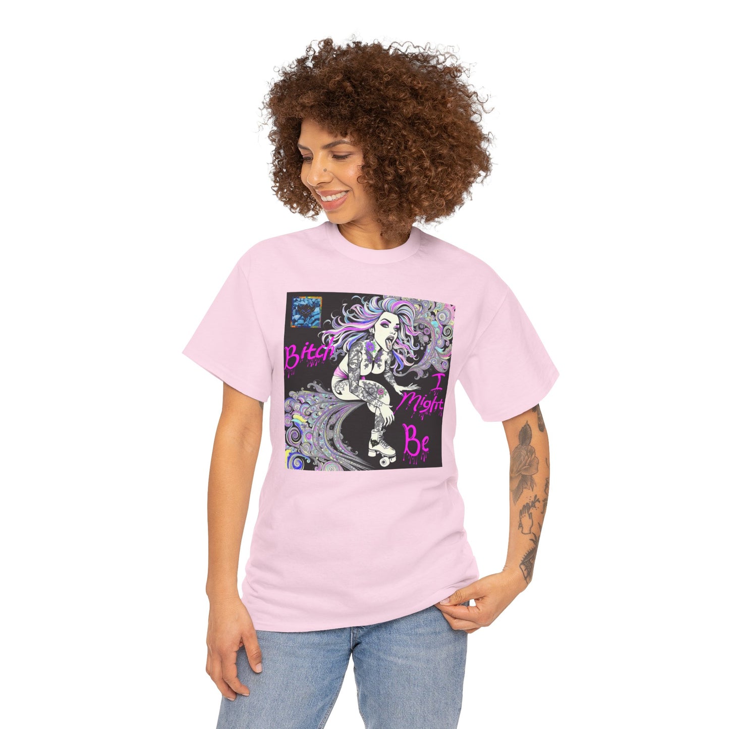 "Bitch I Might Be" Unisex Heavy Cotton Tee - Retro Skate Vibe
