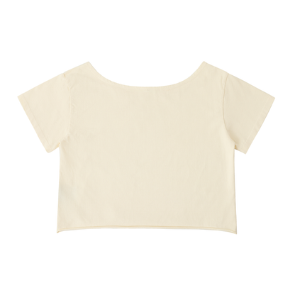 "Silly Goose, Serious Problems" Off-Shoulder Rolled Hem Cotton T-Shirt