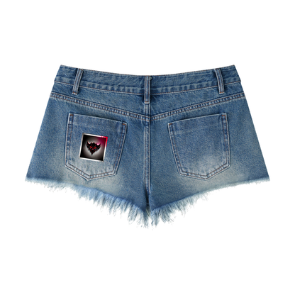 Women's "Ungodly Apparel Logo"  Vintage Wash Raw Hem Denim Shorts