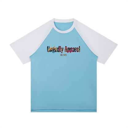 Ungodly Apparel Contrast Raglan Sleeve Mesh T-Shirt