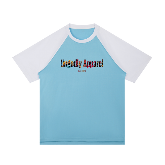 Ungodly Apparel Contrast Raglan Sleeve Mesh T-Shirt