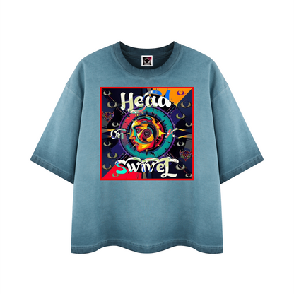 "Head on a Swivel" Unisex Reverse Dyed Boxy T-Shirt